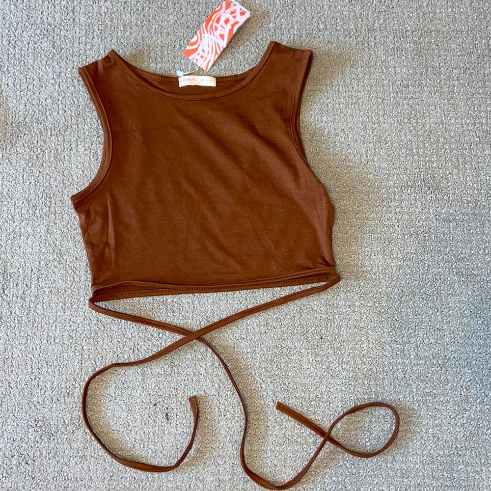 brown lace up top